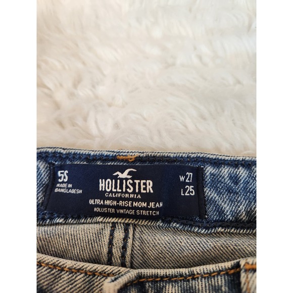 Hollister Womens Blue Stretch High Rise Distressed Vintage Ankle Mom Jeans Sz 27 - Picture 3 of 7